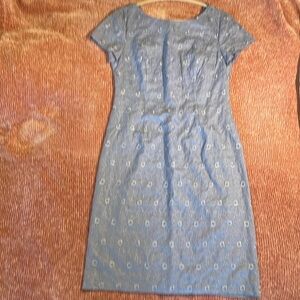 Talbots cornflower blue embroidered linen dress